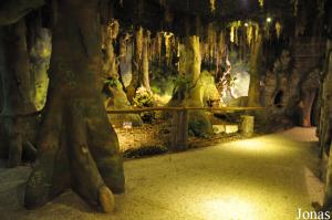 Reconstitution de grottes et sous-bois en intérieur